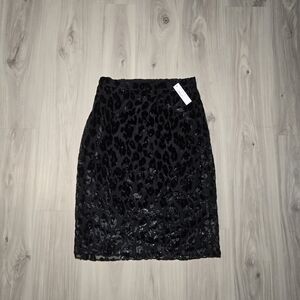 ​J.Crew NWT Burnout Velvet Leopard Slip Pencil Skirt Black Size 6